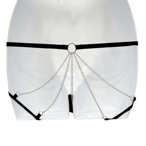 2/$20 Brand New Black Lace Silver Chain Panties Underwear Size: M